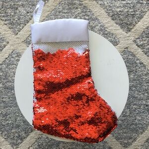 2 New Small Reversible Red/White Sequin Christmas Stockings